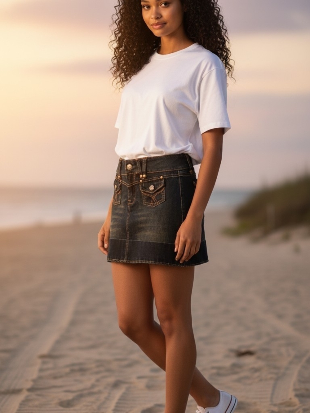 Hydraulic Dark Wash Denim Mini Skirt
